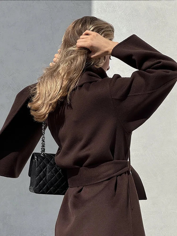 Retro Brown Wool Blend Coat
