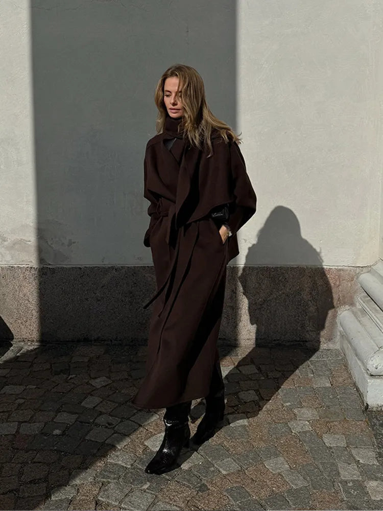 Retro Brown Wool Blend Coat