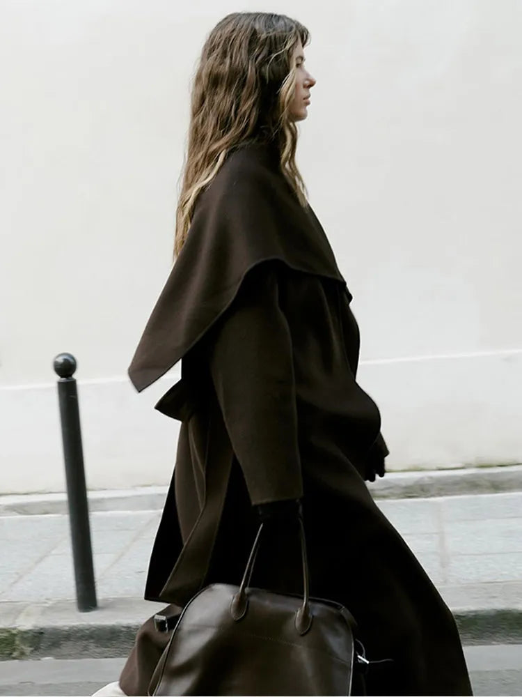 Retro Brown Wool Blend Coat