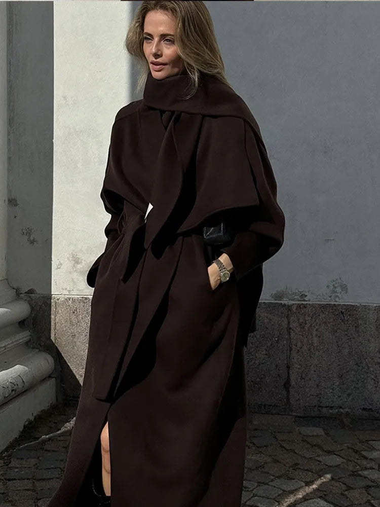 Retro Brown Wool Blend Coat