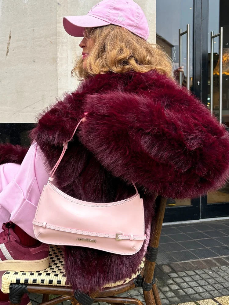Burgundy Plush Short Coat