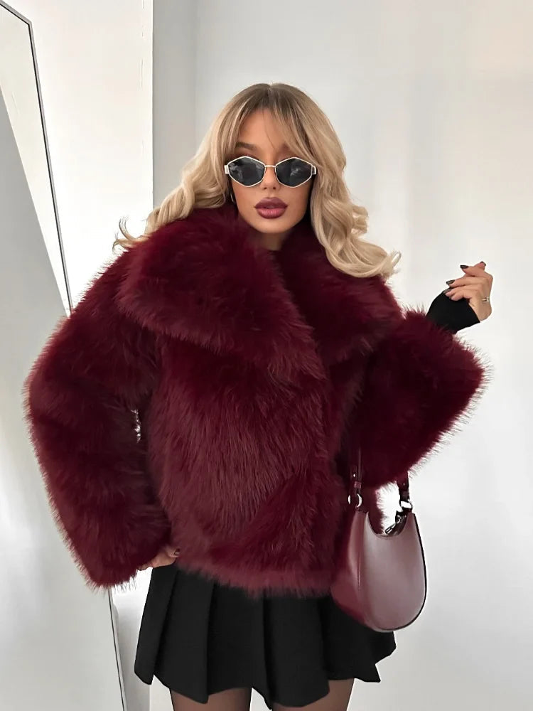 Burgundy Plush Short Coat