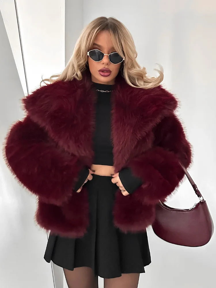 Burgundy Plush Short Coat