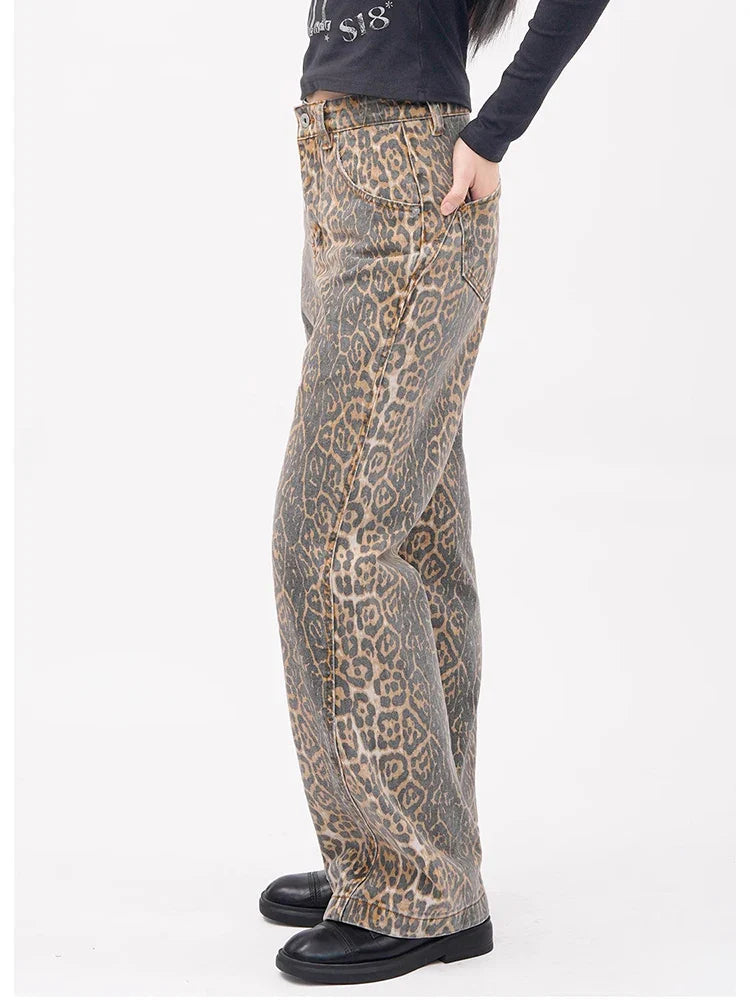 Leopard Wide Leg Panther Vintage Denim Jean