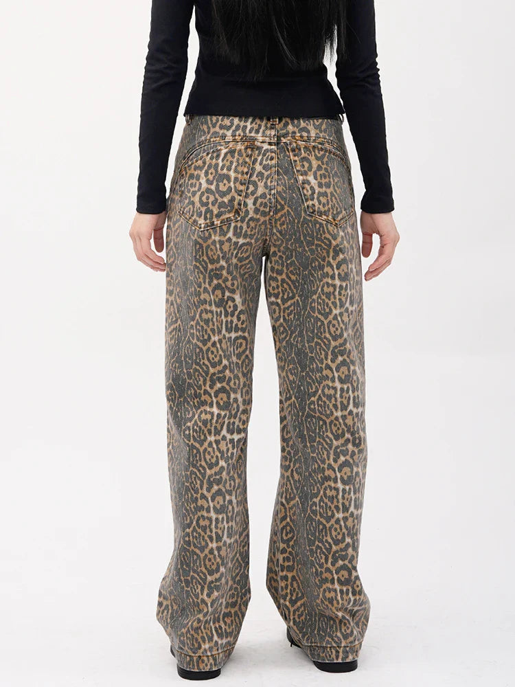 Leopard Wide Leg Panther Vintage Denim Jean