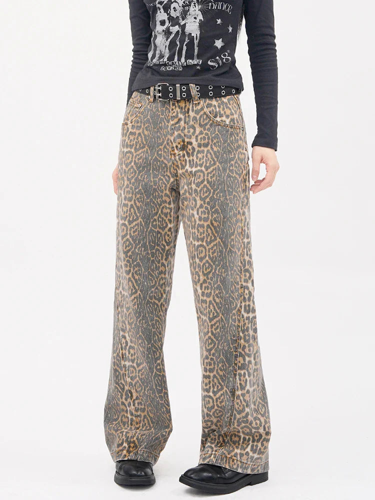 Leopard Wide Leg Panther Vintage Denim Jean