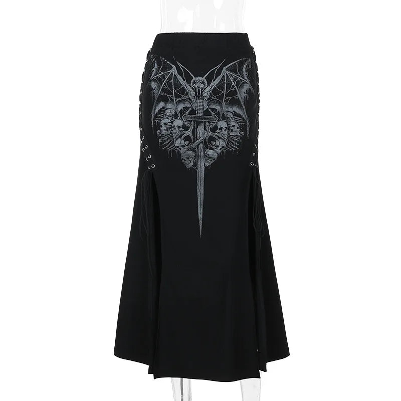 Vintage High Waist Mermaid Maxi Gothic Skirt