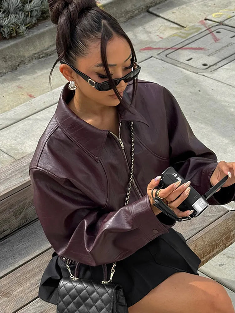 Vintage PU Leather Coat