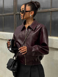 Vintage PU Leather Coat