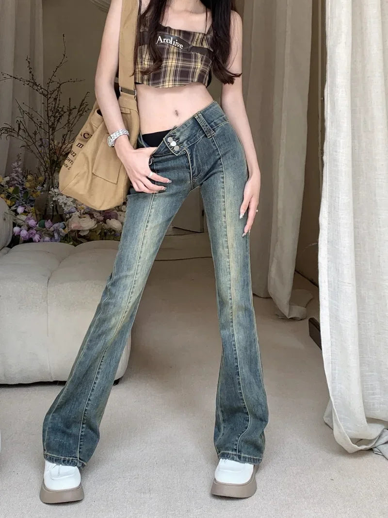 Brown Low Waist Flared Baggy Jean