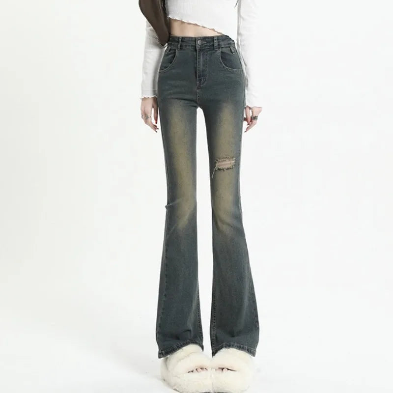 Brown Low Waist Flared Baggy Jean