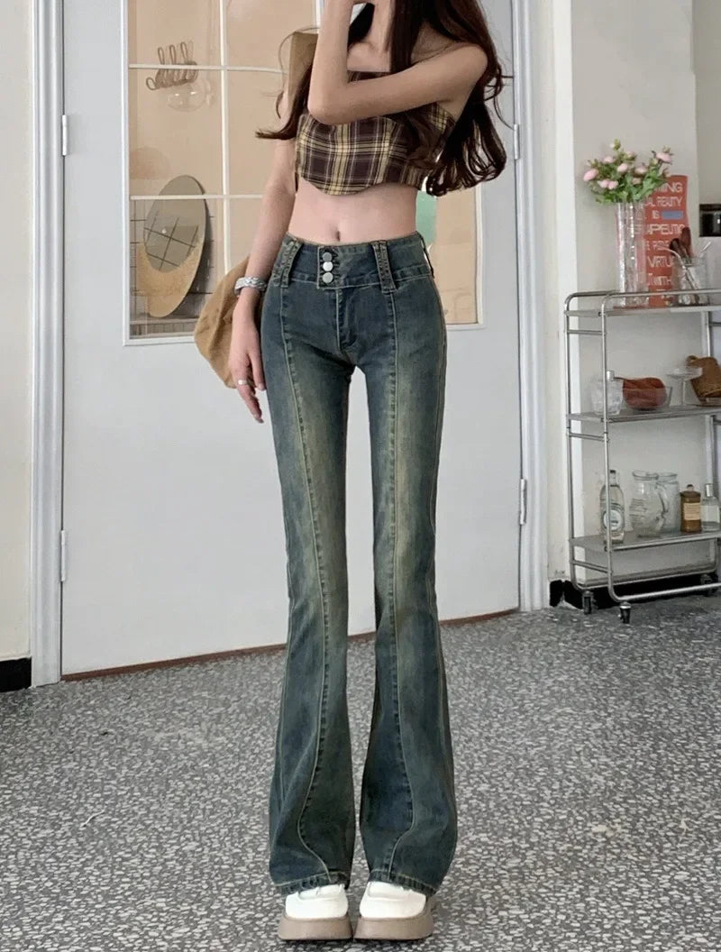 Brown Low Waist Flared Baggy Jean