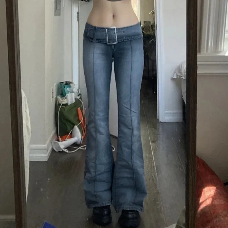 Brown Low Waist Flared Baggy Jean