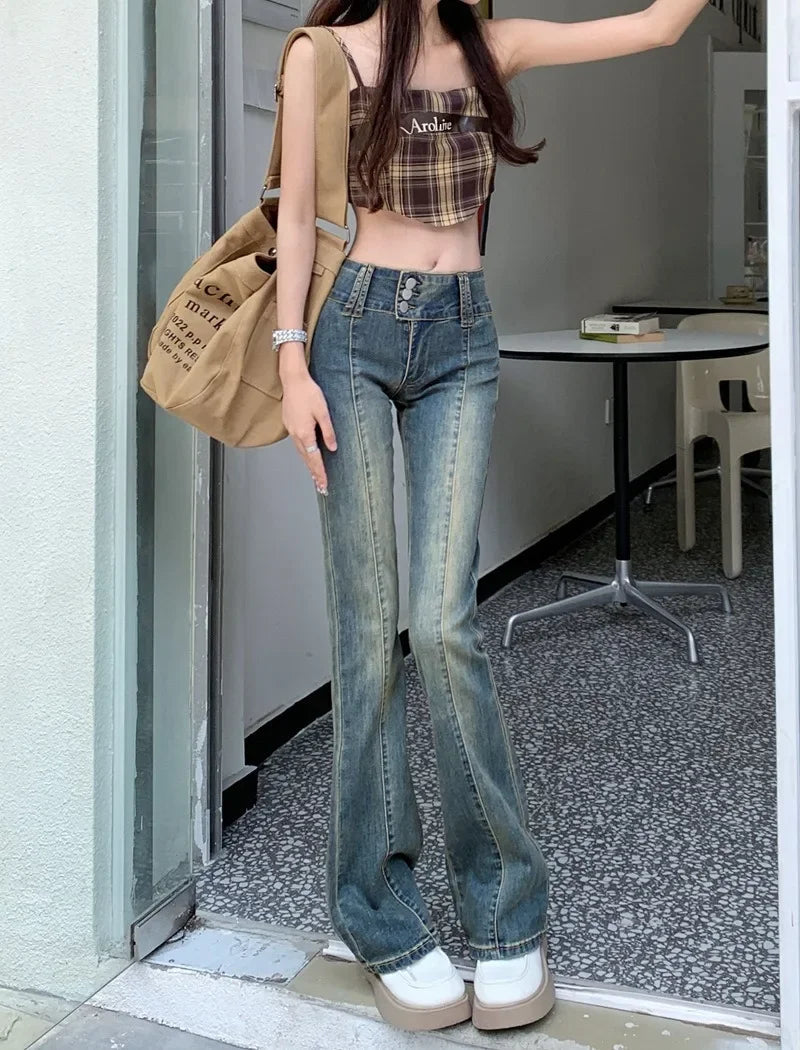 Brown Low Waist Flared Baggy Jean