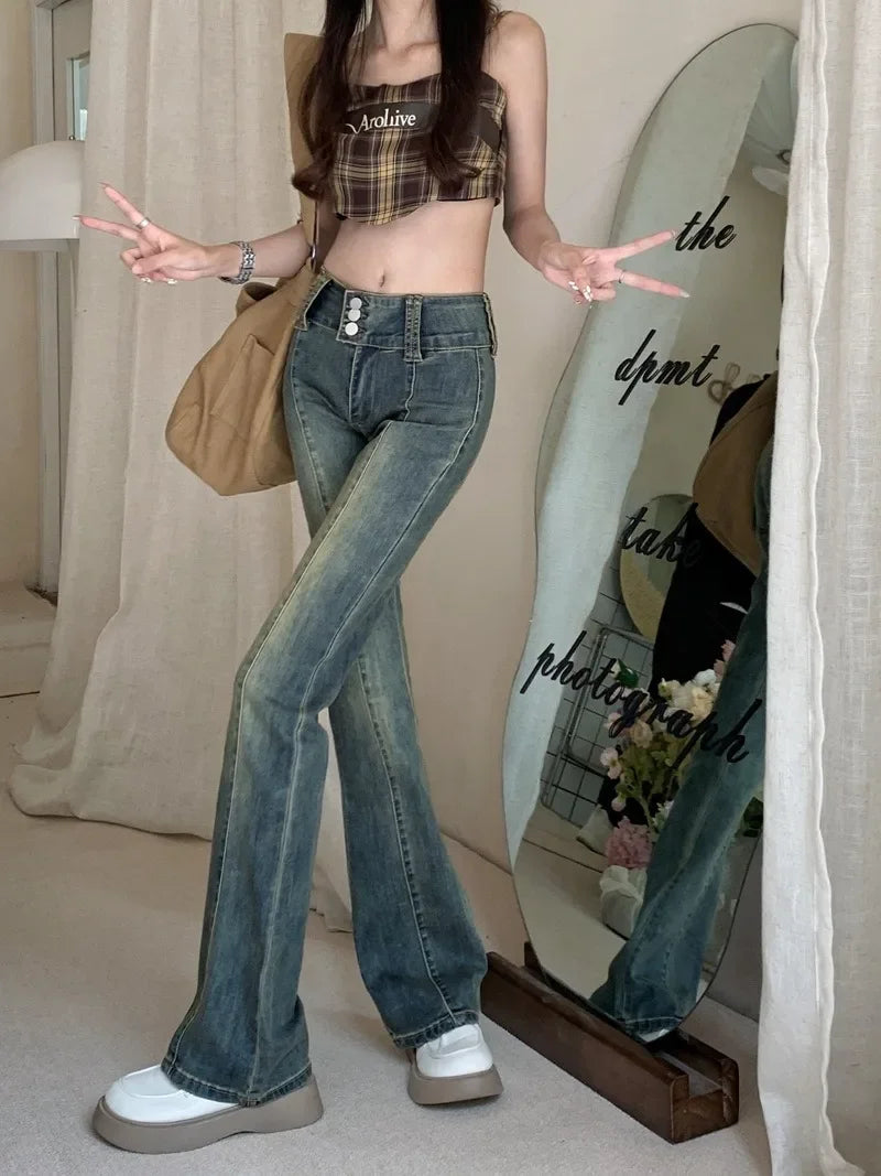 Brown Low Waist Flared Baggy Jean