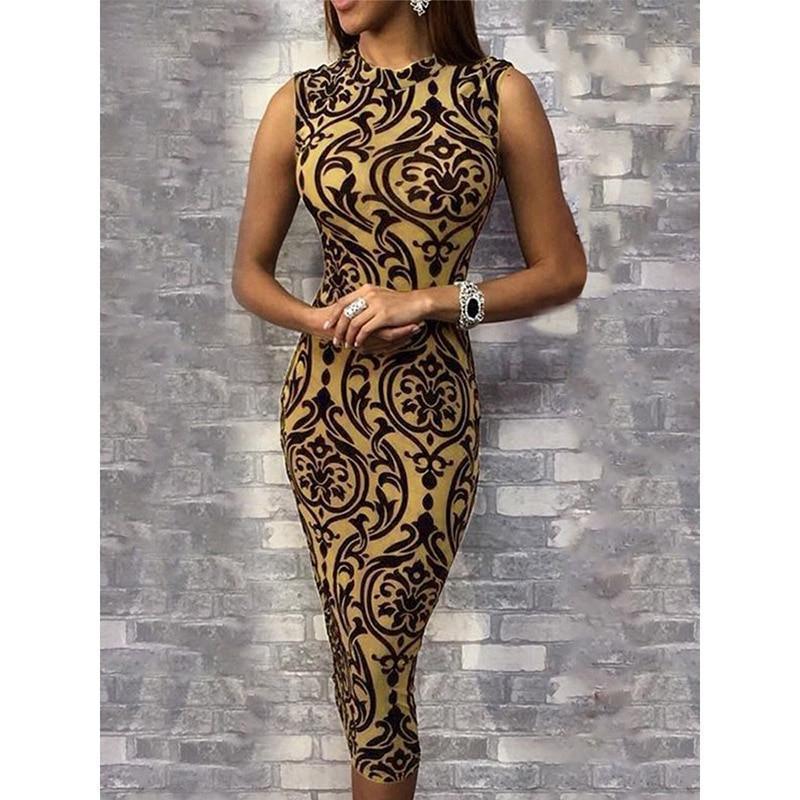 Vintage Floral Slim Fit Party Midi Dress
