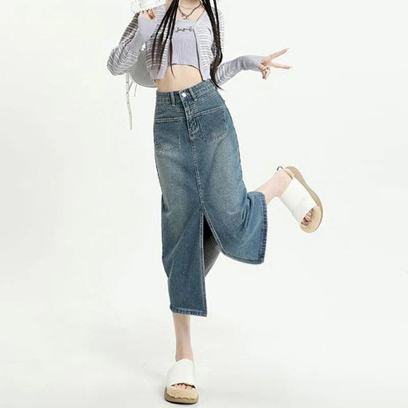 High Waist Half Skirt Casual Jean