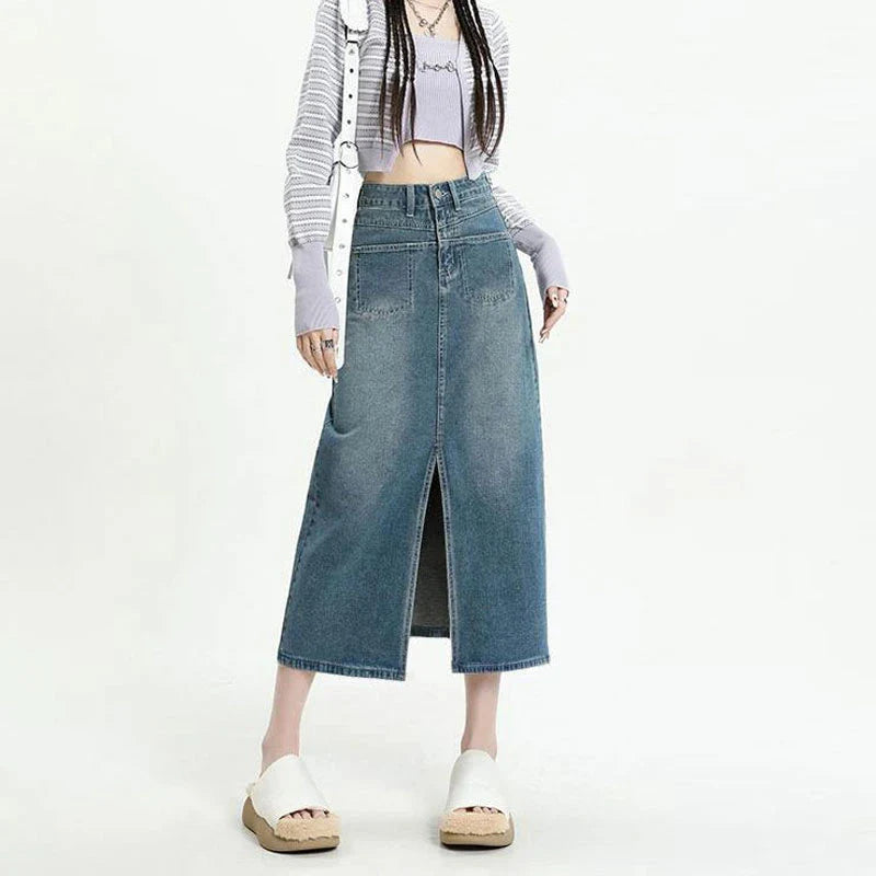 High Waist Half Skirt Casual Jean