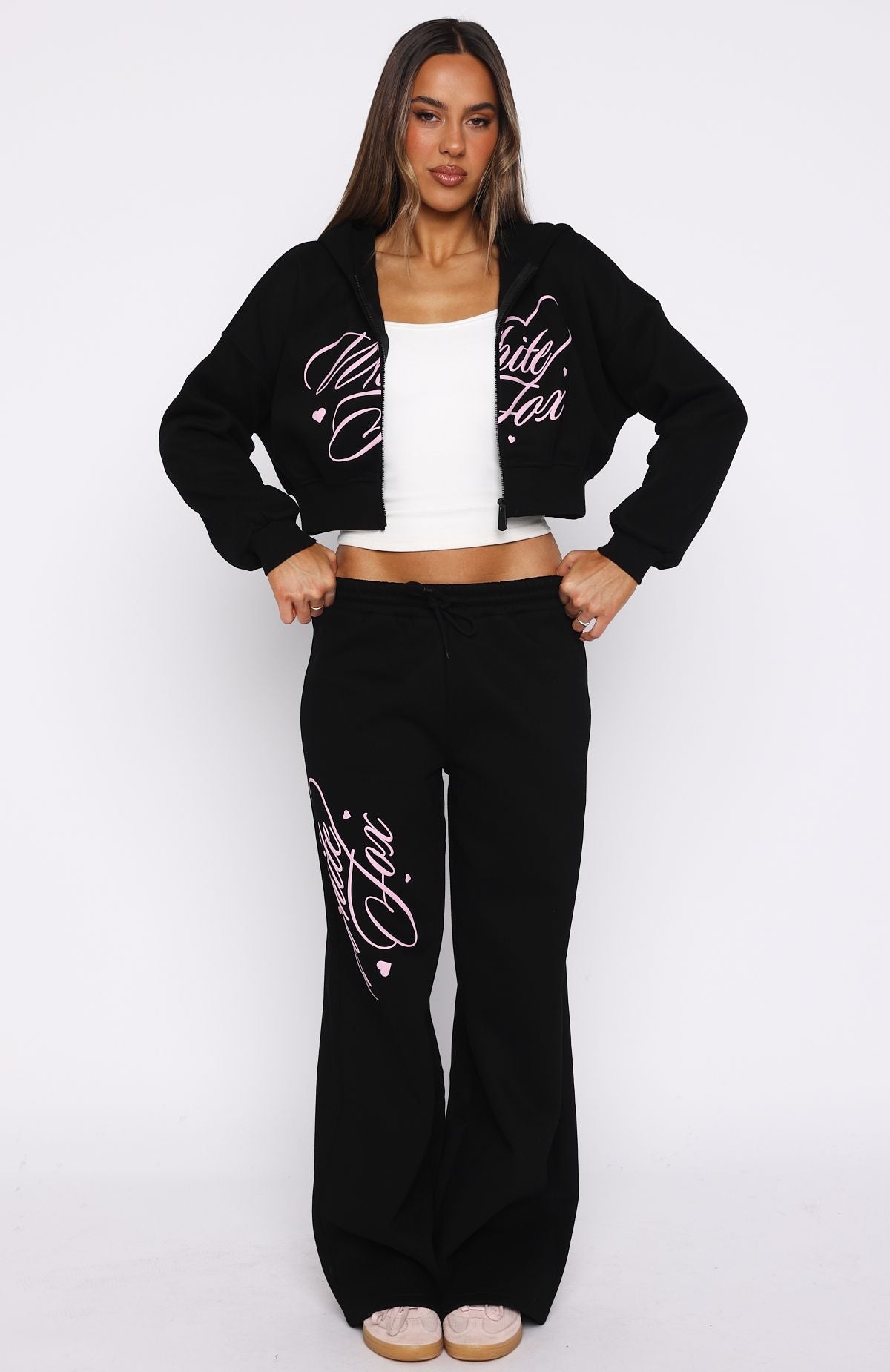 Love You Regardless Cropped Black Hoodie