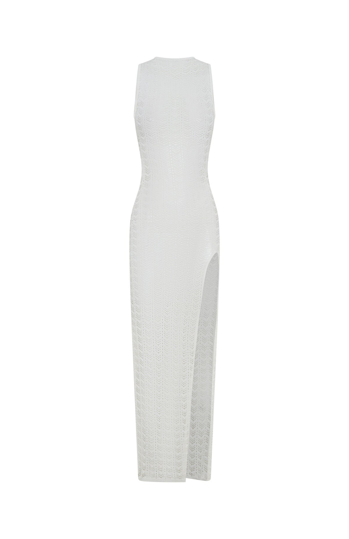Off White Knit Sleek Maxi Dress