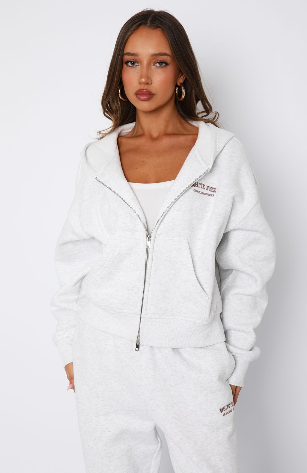 Can’t Miss Boxy Grey Marle Rose Gold Hoodie