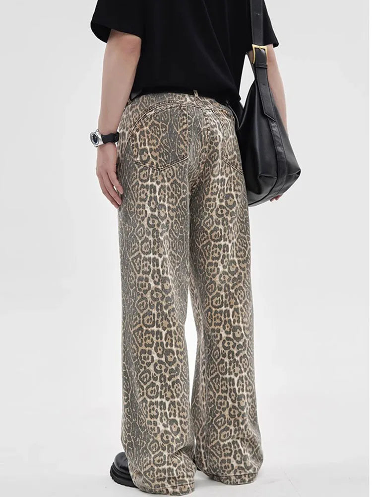 Leopard Print High Waist Loose Retro Jean