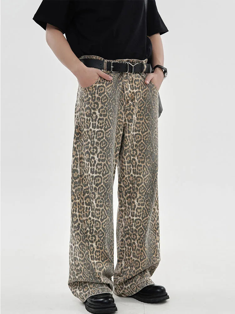 Leopard Print High Waist Loose Retro Jean