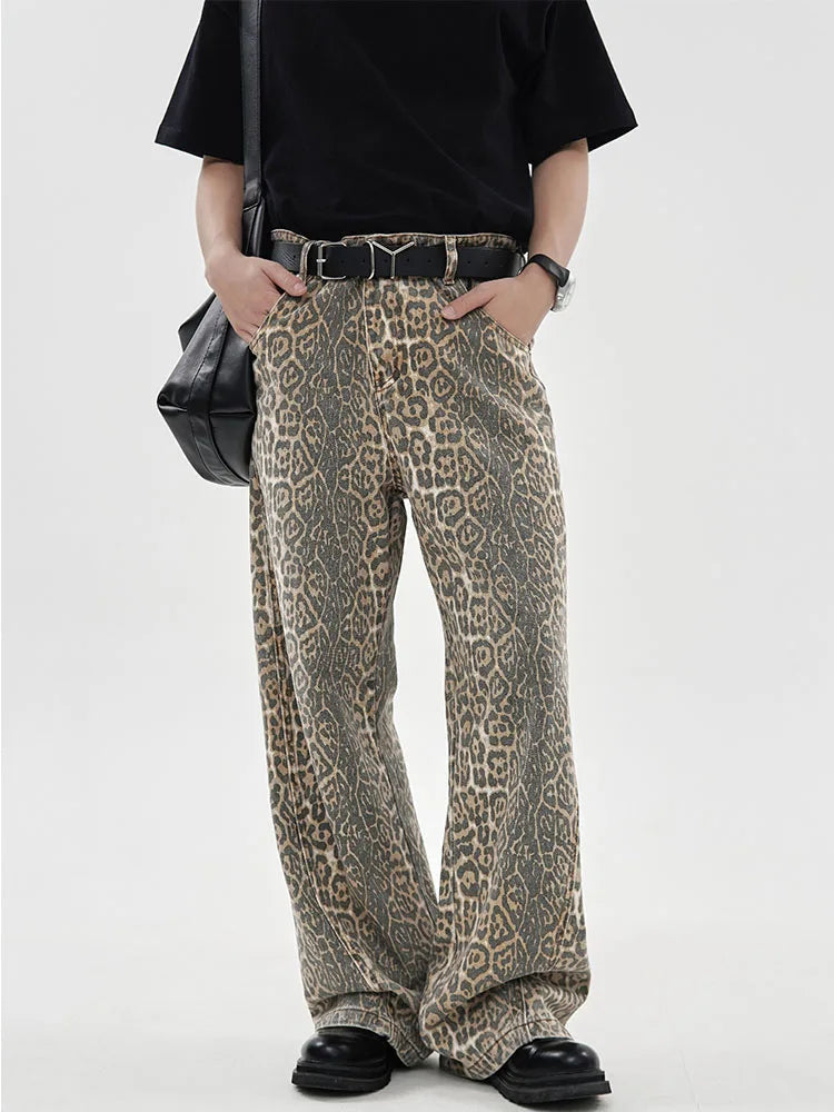 Leopard Print High Waist Loose Retro Jean