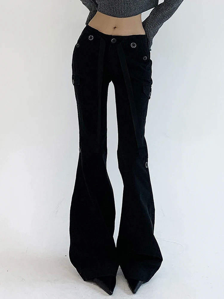Brown Low Waist Slim Flared Jean