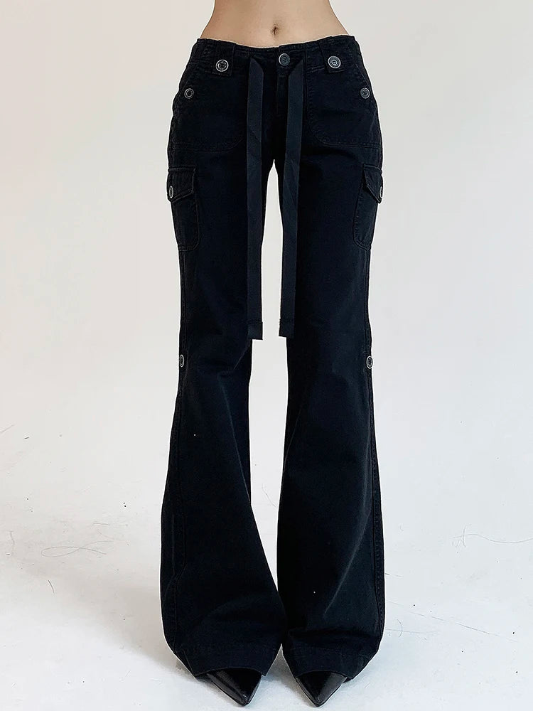 Brown Low Waist Slim Flared Jean