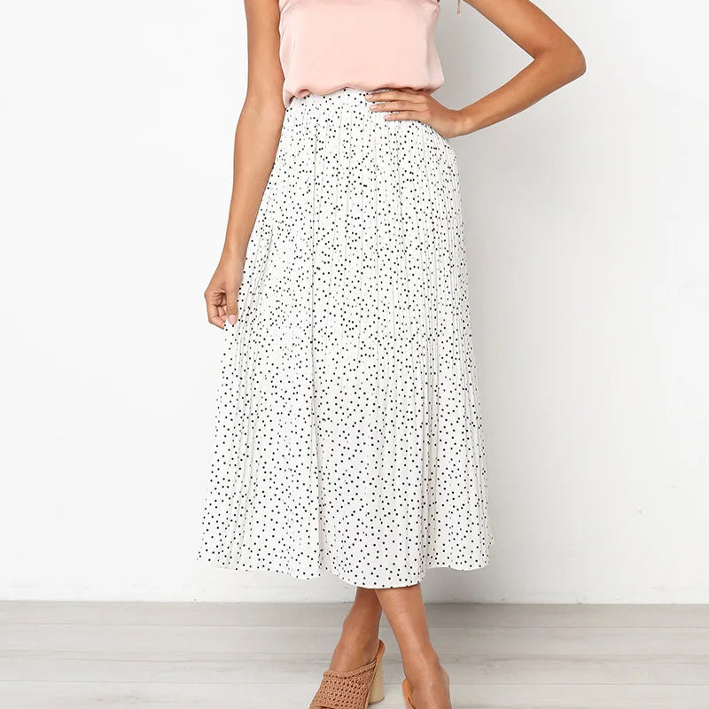 Floral Dots Elastic Side Pockets Skirt