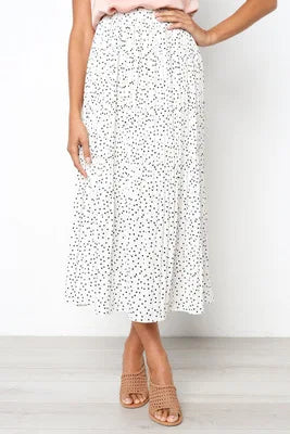 Floral Dots Elastic Side Pockets Skirt