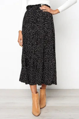 Floral Dots Elastic Side Pockets Skirt