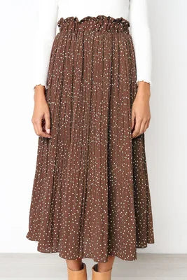 Floral Dots Elastic Side Pockets Skirt