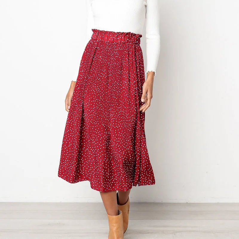 Floral Dots Elastic Side Pockets Skirt