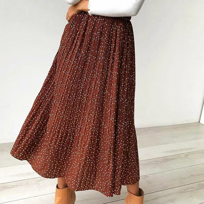 Floral Dots Elastic Side Pockets Skirt