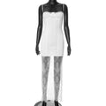 White Lace Patchwork Sleeveless Slim Maxi Dress