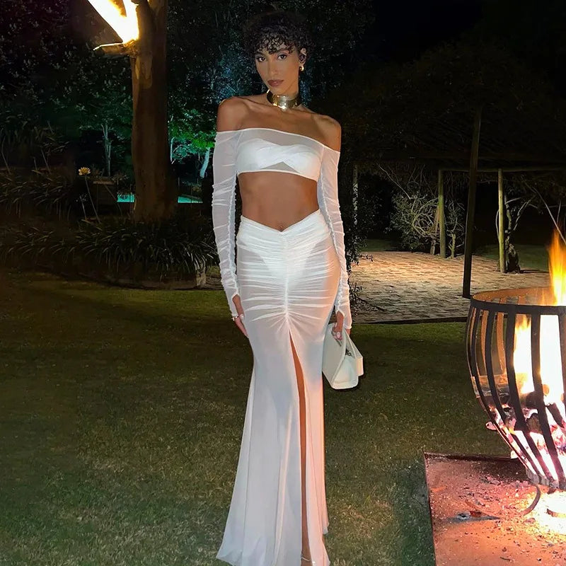 Mesh See Through Ruched Summer Skirt