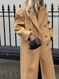 Beige Double Button Wool Coat