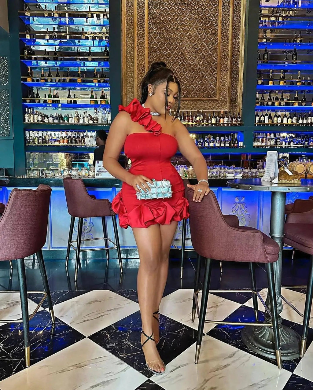 A-Line Backless One Shoulder Red Party Dress