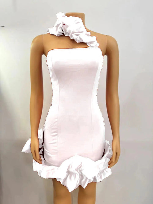 A-Line Backless One Shoulder Red Party Dress