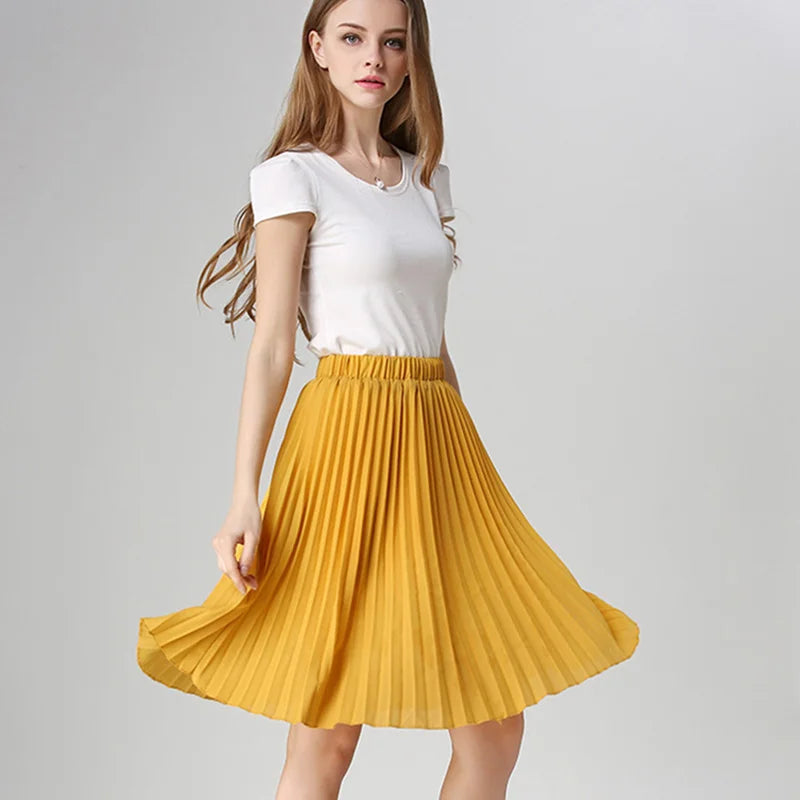 Chiffon High Waist Tutu Midi Summer Skirt