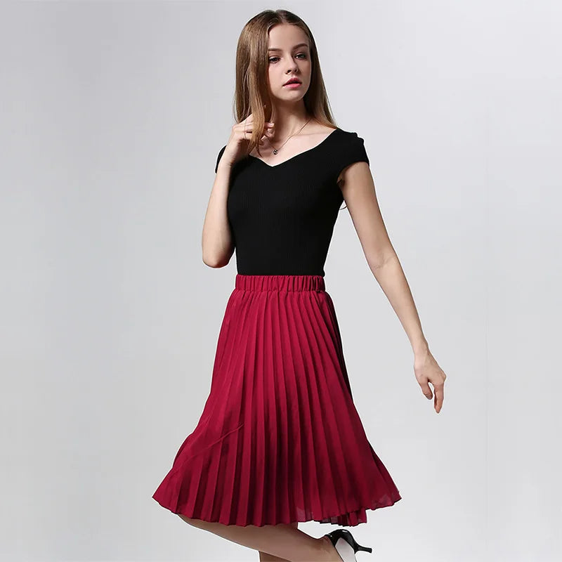 Chiffon High Waist Tutu Midi Summer Skirt