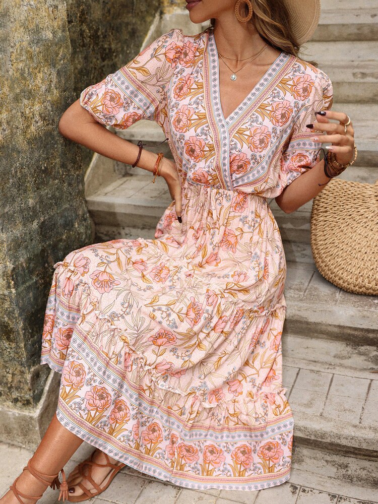 Bohemian Chiffon Holiday Midi Dress