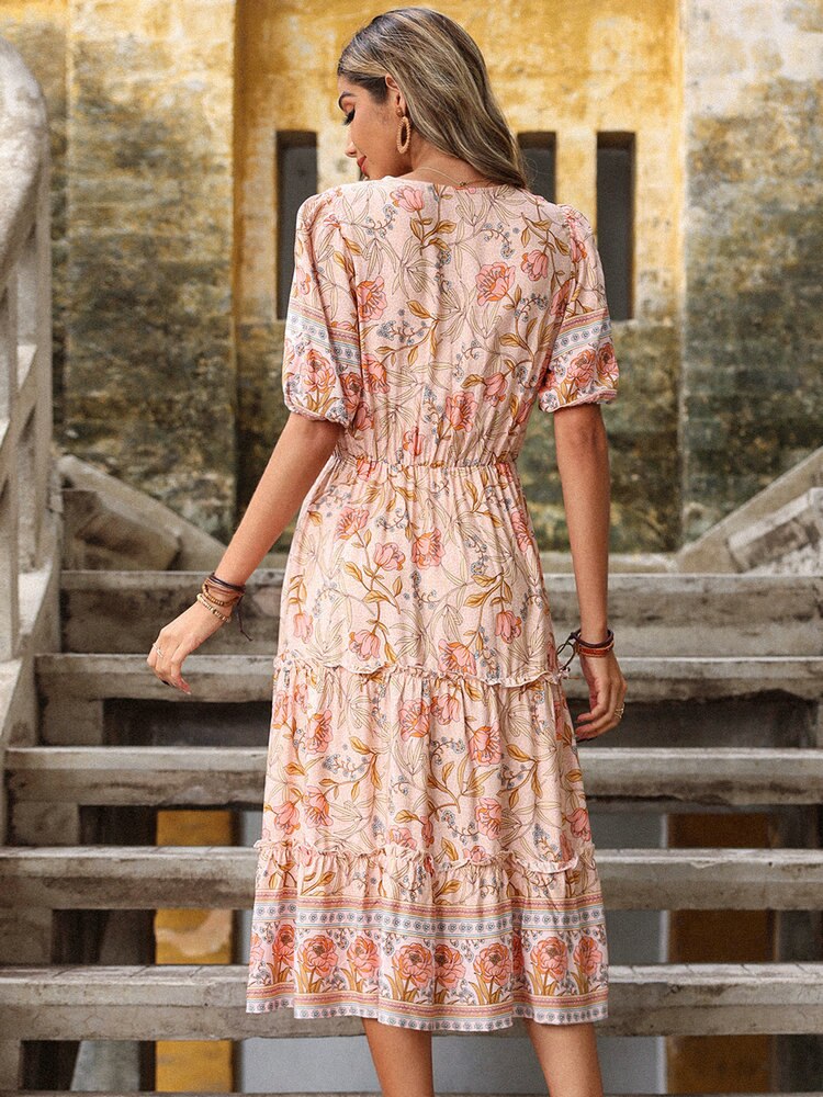 Bohemian Chiffon Holiday Midi Dress