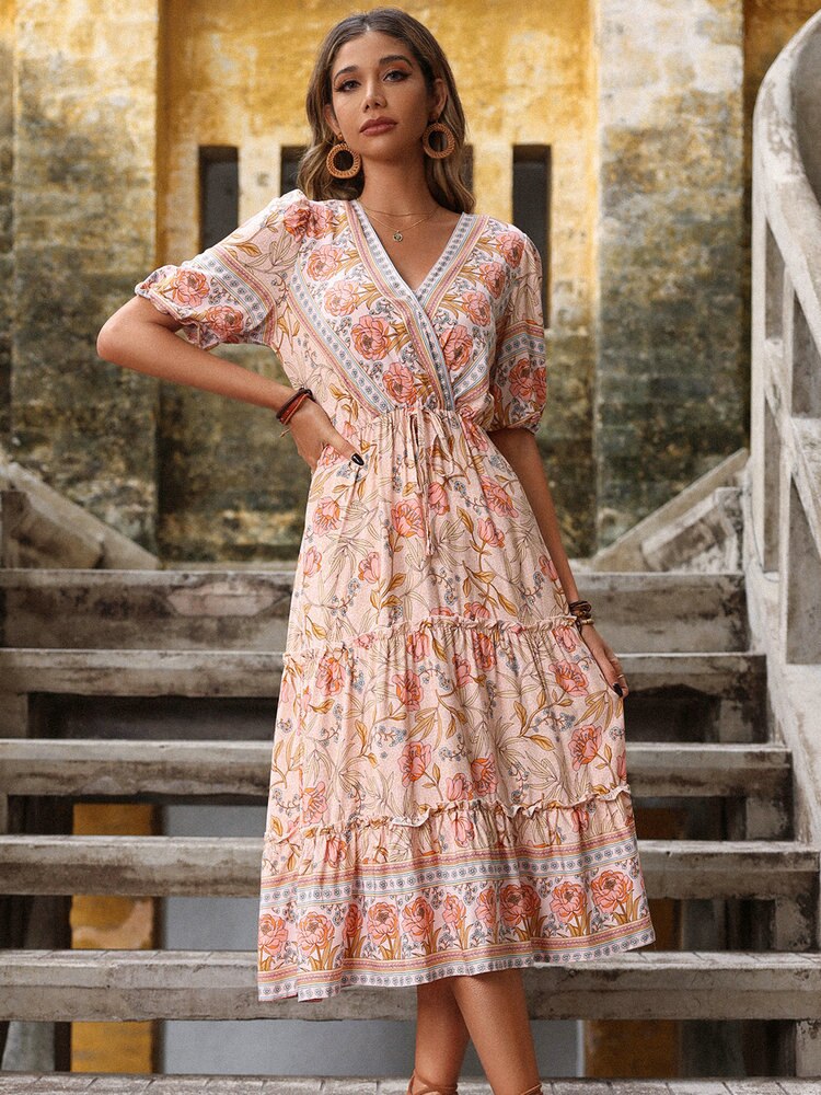 Bohemian Chiffon Holiday Midi Dress