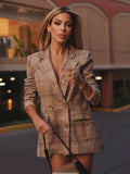 Checked Print Slim Suit Coat