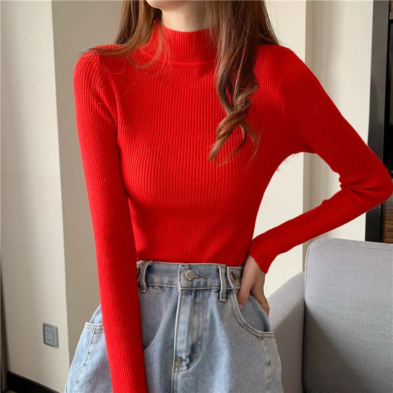 Half Turtleneck Slim Fit Knit Sweater