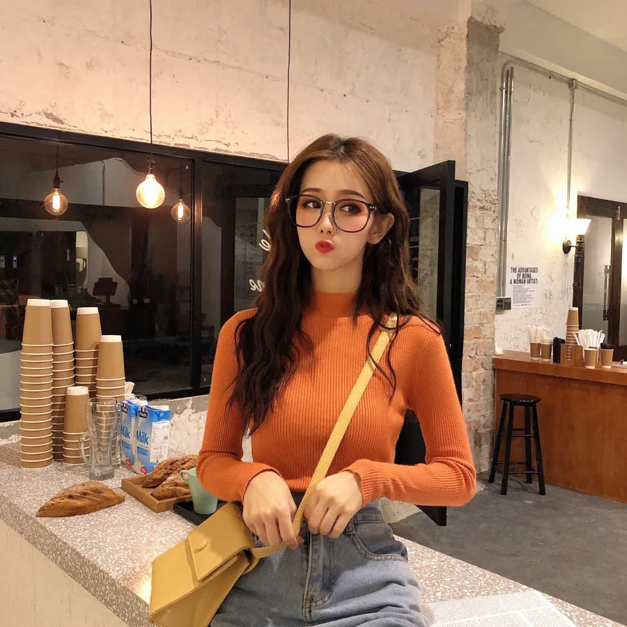 Half Turtleneck Slim Fit Knit Sweater