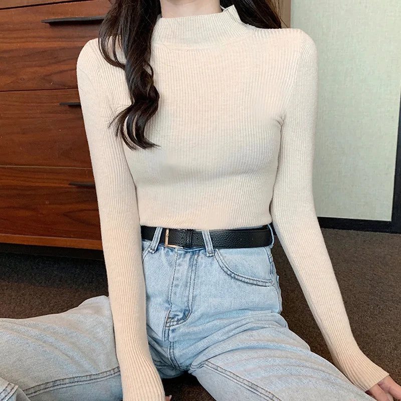 Half Turtleneck Slim Fit Knit Sweater